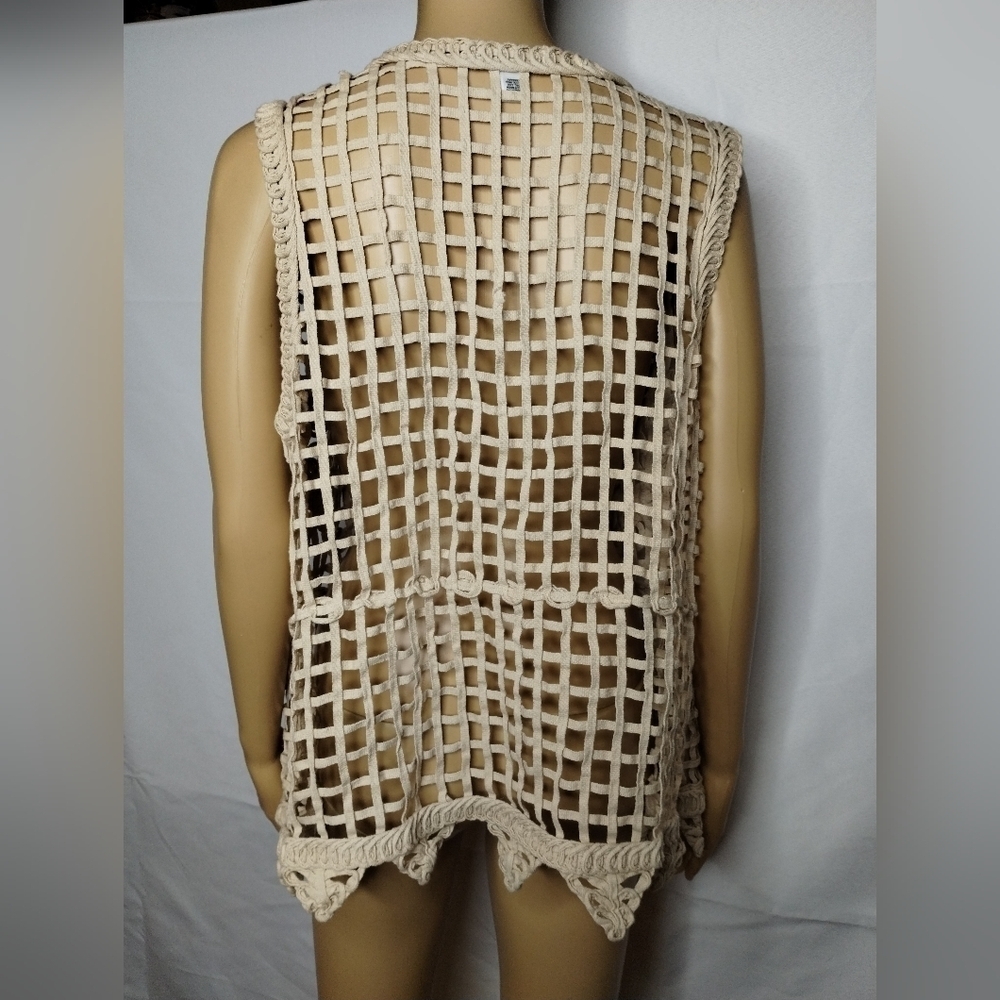 Cato Womens Open Front White Crochet Cottage Core Boho Size XL Beautiful! - Picture 7 of 7